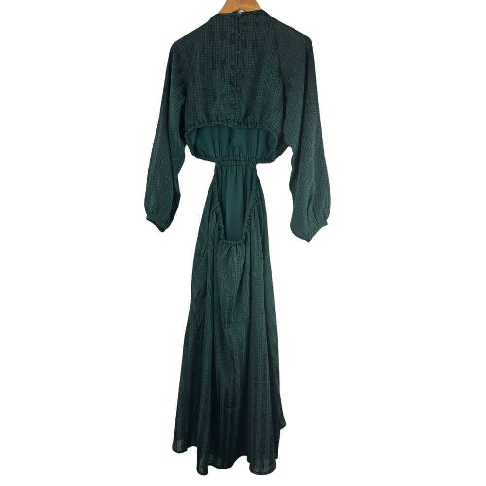 Madewell Long Sleeve Cutout Midi Dress Smoky Spruce Green Black Women's Medium - Picture 5 of 16